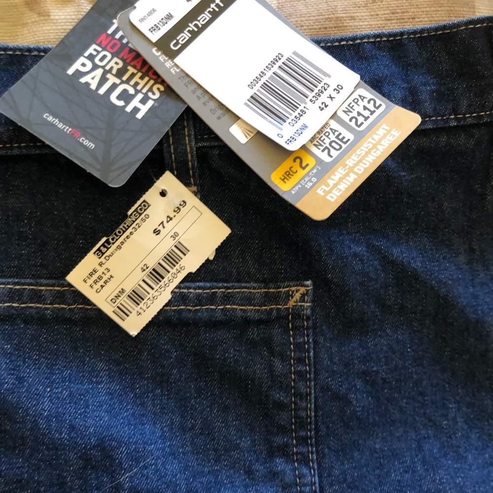 Carhartt 42x30 Flame Resistant Signature Denim Dungaree Jeans